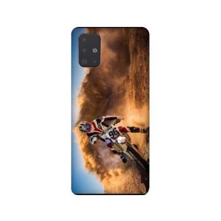 Coque pour Samsung Galaxy A51 Moto Cross Blanc