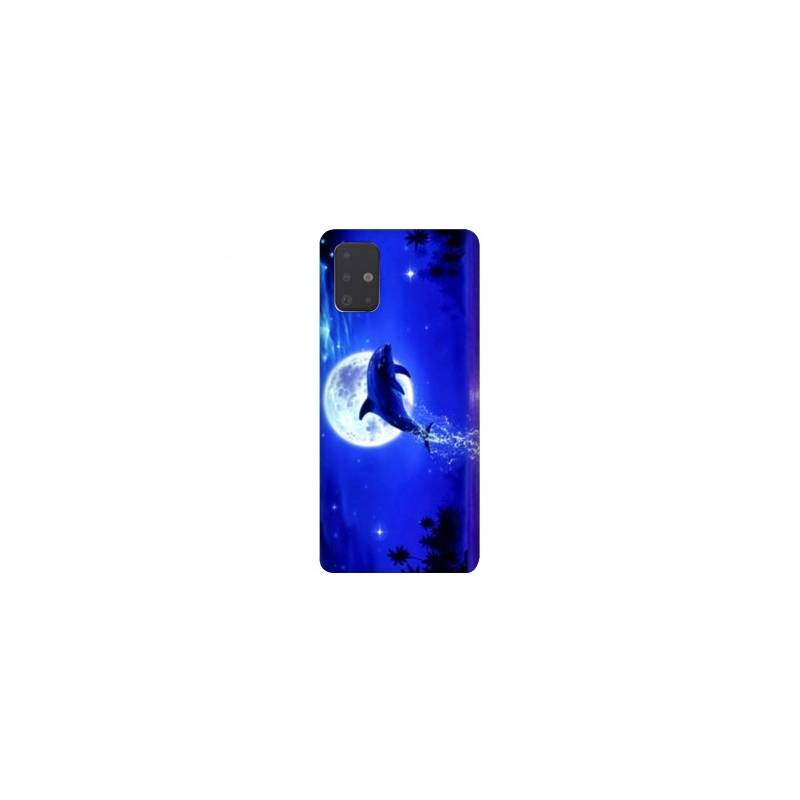 Coque pour Samsung Galaxy A51 Dauphin lune