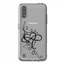 Coque transparente pour Samsung Galaxy A01 feminine c?ur infini