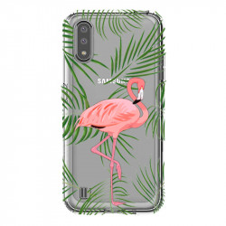 Coque transparente pour Samsung Galaxy A01 Flamant Rose