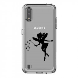 Coque transparente pour Samsung Galaxy A01 magique fee noir