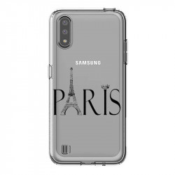 Coque transparente pour Samsung Galaxy A01 Paris noir