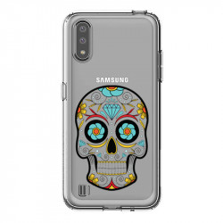Coque transparente pour Samsung Galaxy A01 tete mort