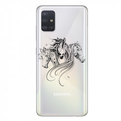 Coque transparente pour Samsung Galaxy A51 chevaux
