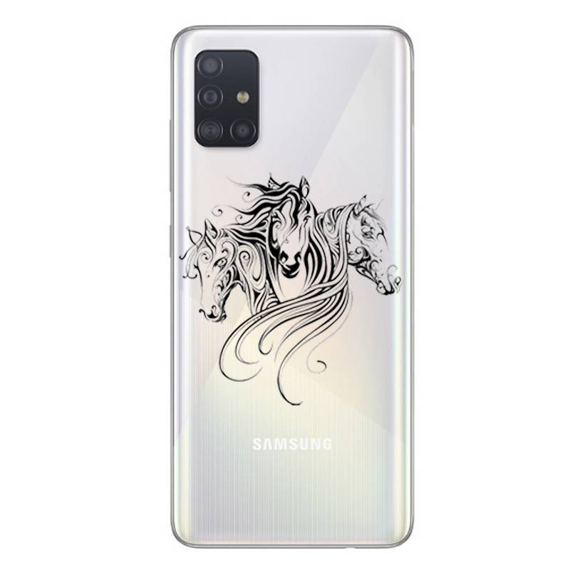Coque transparente pour Samsung Galaxy A51 chevaux