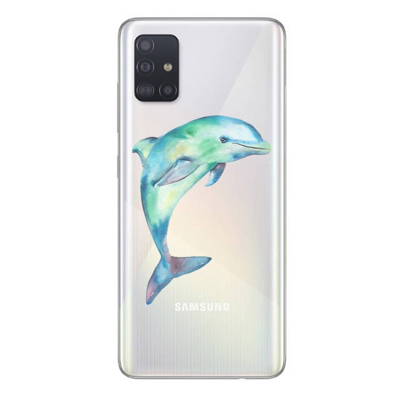 Coque transparente pour Samsung Galaxy A51 Dauphin Encre