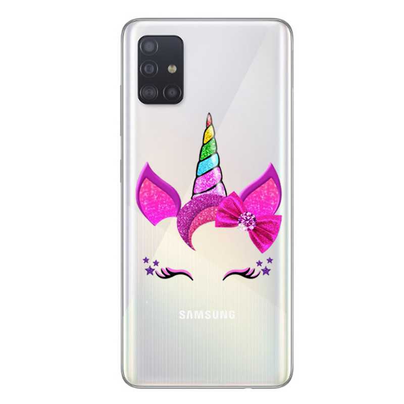 Coque transparente pour Samsung Galaxy A51 Licorne paillette