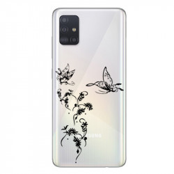 Coque transparente pour Samsung Galaxy A51 feminine envol fleur