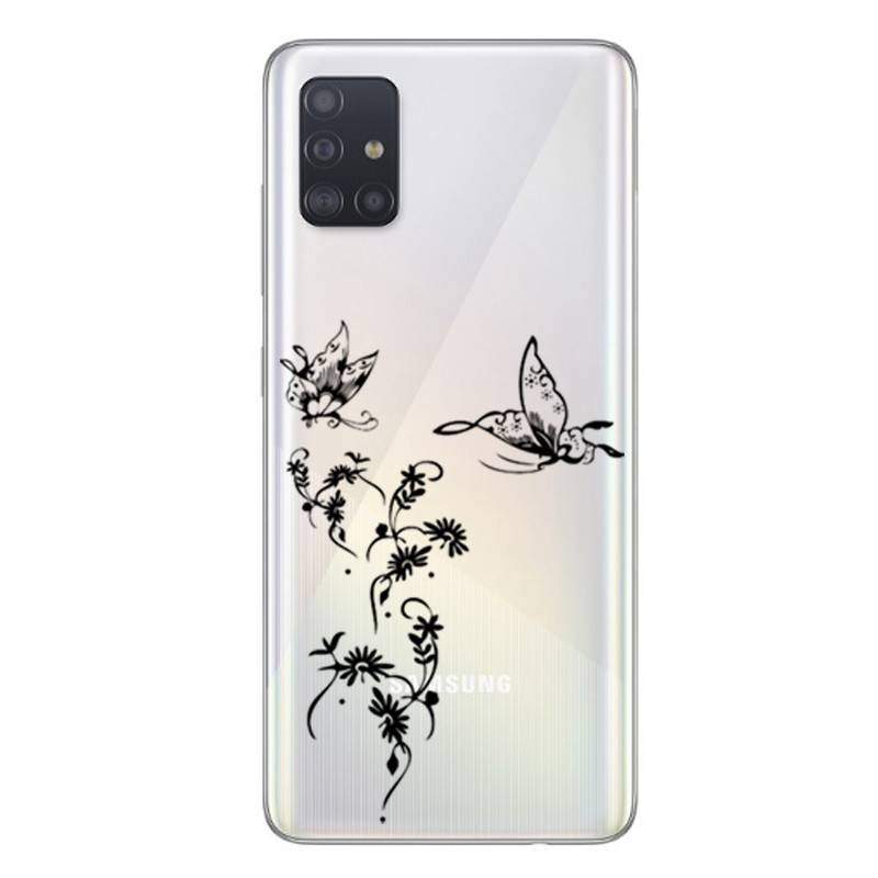 Coque transparente pour Samsung Galaxy A51 feminine envol fleur
