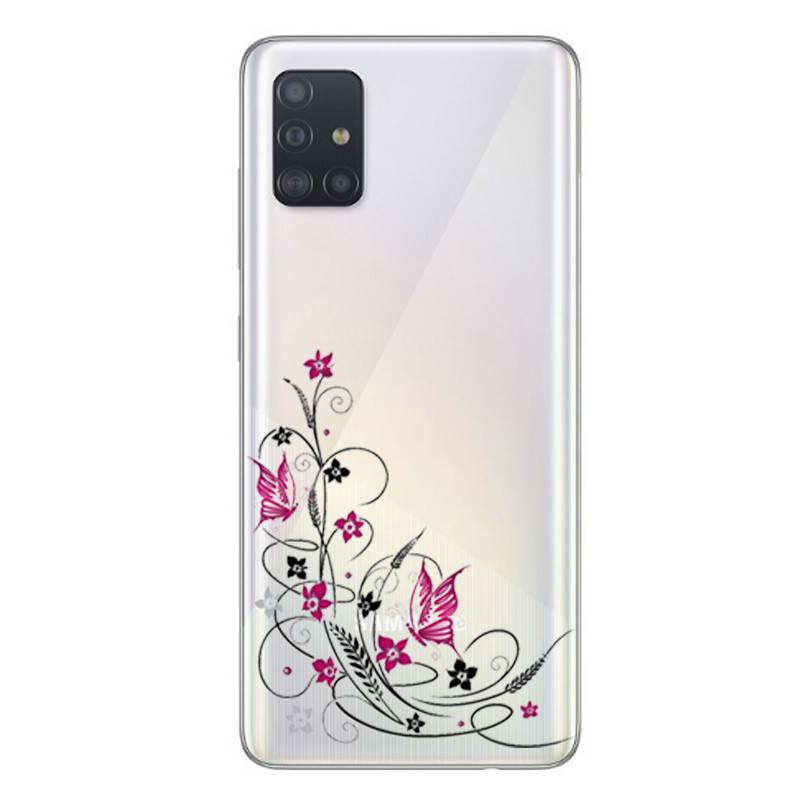 Coque transparente pour Samsung Galaxy A51 feminine fleur papillon