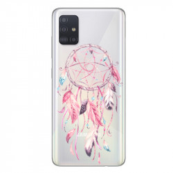 Coque transparente pour Samsung Galaxy A51 feminine attrape reve rose