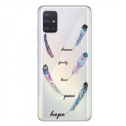 Coque transparente pour Samsung Galaxy A51 feminine plume couleur