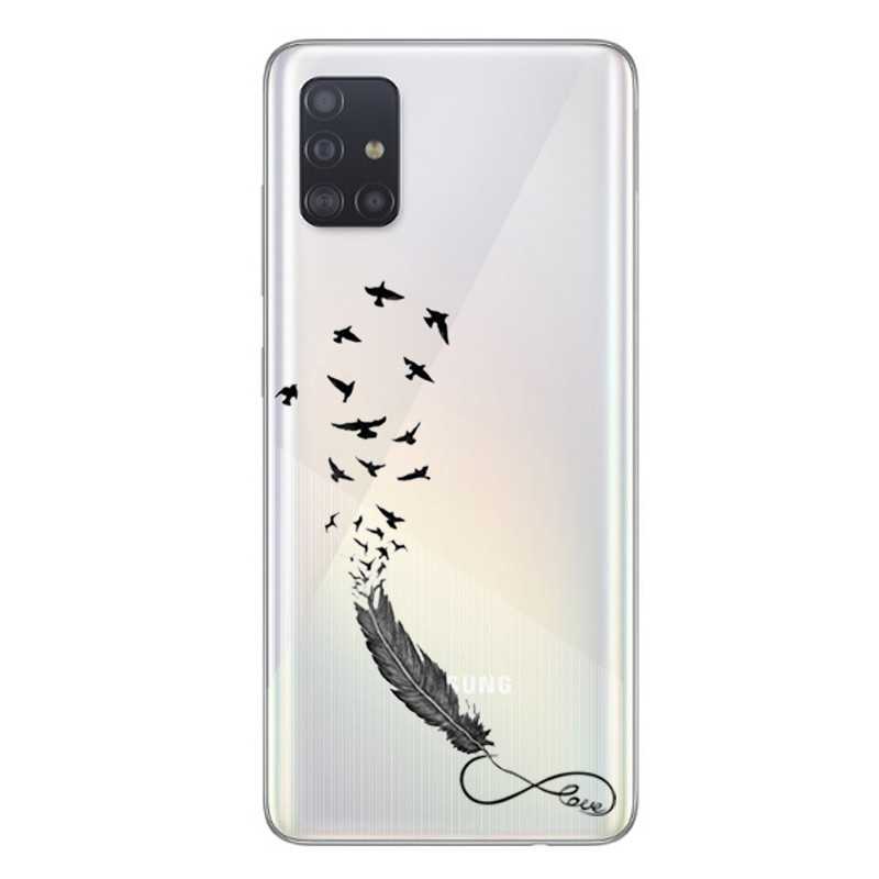 Coque transparente pour Samsung Galaxy A51 feminine plume infini