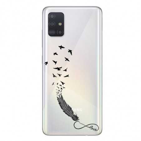 Coque transparente pour Samsung Galaxy A51 feminine plume infini