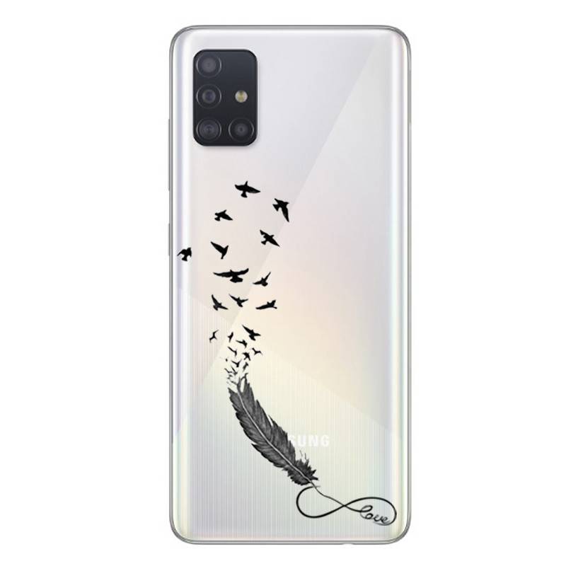 Coque transparente pour Samsung Galaxy A51 feminine plume infini