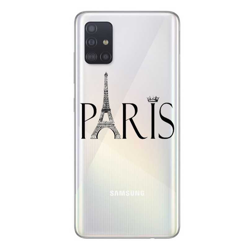 Coque transparente pour Samsung Galaxy A51 Paris noir