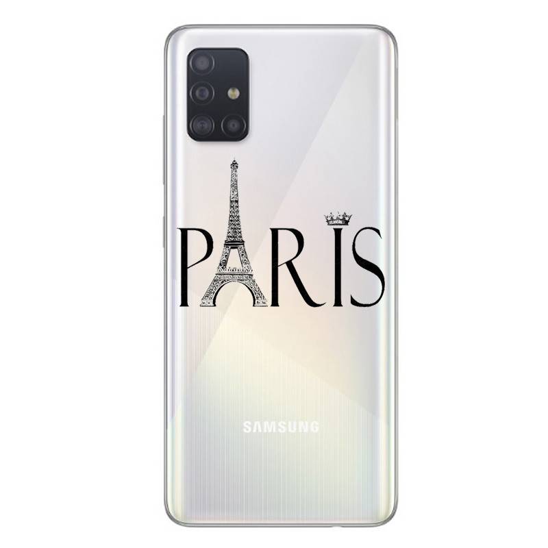 Coque transparente pour Samsung Galaxy A51 Paris noir