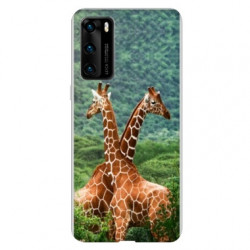 Coque pour Huawei P40 savane Girafe Duo