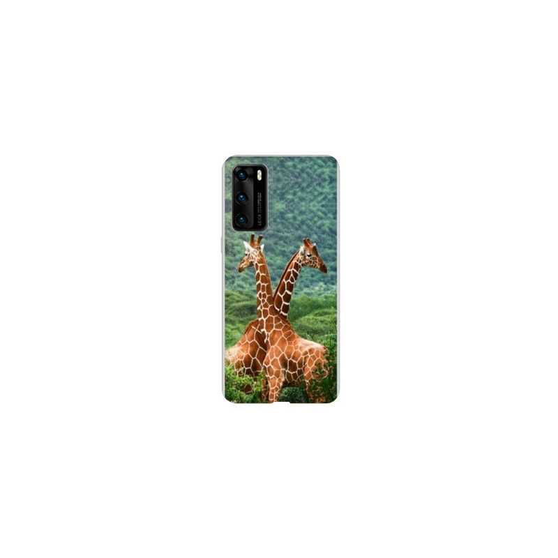 Coque pour Huawei P40 savane Girafe Duo
