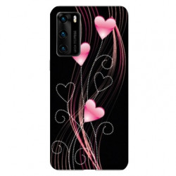 Coque pour Huawei P40 Cœur rose Montant