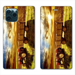 RV Housse cuir portefeuille pour Samsung Galaxy S20 Agriculture Tracteur color