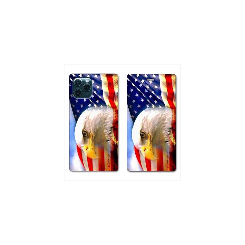 RV Housse cuir portefeuille pour Samsung Galaxy S20 Amerique USA Aigle
