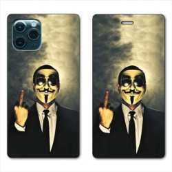 RV Housse cuir portefeuille pour Samsung Galaxy S20 Anonymous doigt
