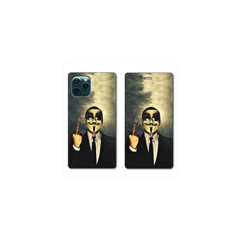 RV Housse cuir portefeuille pour Samsung Galaxy S20 Anonymous doigt