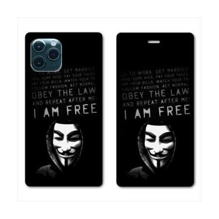 RV Housse cuir portefeuille pour Samsung Galaxy S20 Anonymous I am free