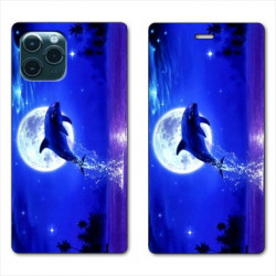 RV Housse cuir portefeuille pour Samsung Galaxy S20 Dauphin lune