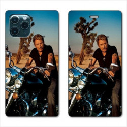 RV Housse cuir portefeuille pour Samsung Galaxy S20 Johnny Hallyday Moto