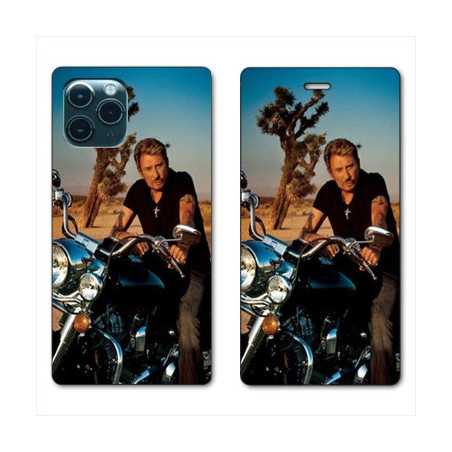 RV Housse cuir portefeuille pour Samsung Galaxy S20 Johnny Hallyday Moto