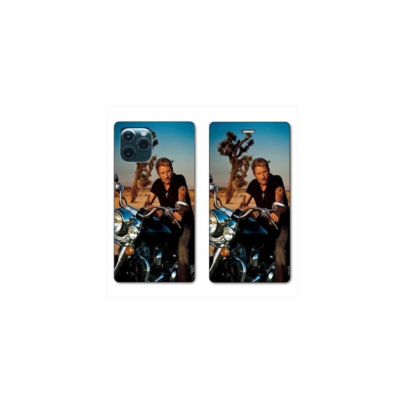RV Housse cuir portefeuille pour Samsung Galaxy S20 Johnny Hallyday Moto