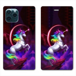 RV Housse cuir portefeuille pour Samsung Galaxy S20 Licorne Arc en ciel