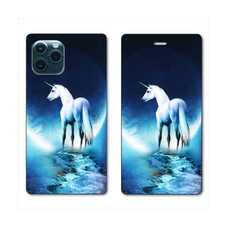 RV Housse cuir portefeuille pour Samsung Galaxy S20 Licorne Lune