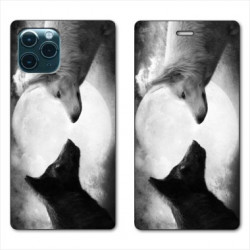 RV Housse cuir portefeuille pour Samsung Galaxy S20 Loup Duo