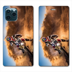 RV Housse cuir portefeuille pour Samsung Galaxy S20 Moto Cross Blanc
