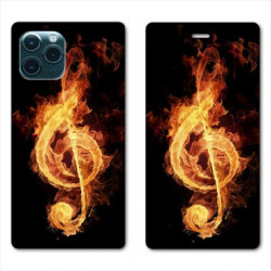 RV Housse cuir portefeuille pour Samsung Galaxy S20 Musique clé sol feu N