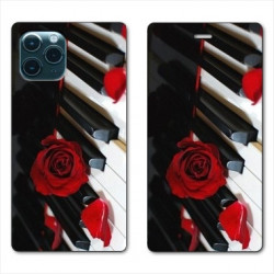 RV Housse cuir portefeuille pour Samsung Galaxy S20 Musique Rose Piano