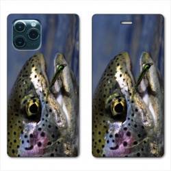 RV Housse cuir portefeuille pour Samsung Galaxy S20 peche truite