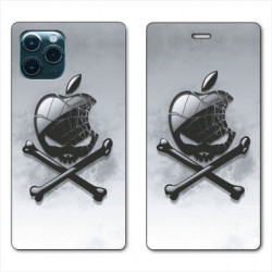 RV Housse cuir portefeuille pour Samsung Galaxy S20 Pomme Tete mort