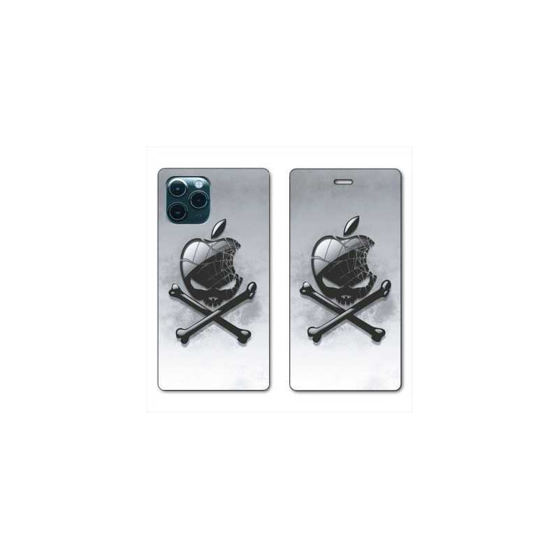RV Housse cuir portefeuille pour Samsung Galaxy S20 Pomme Tete mort