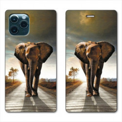 RV Housse cuir portefeuille pour Samsung Galaxy S20 savane Elephant route