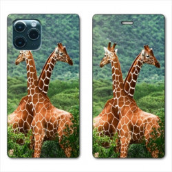 RV Housse cuir portefeuille pour Samsung Galaxy S20 savane Girafe Duo