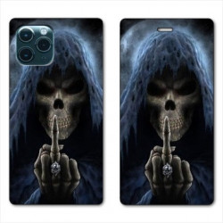 RV Housse cuir portefeuille pour Samsung Galaxy S20 tete de mort Doigt