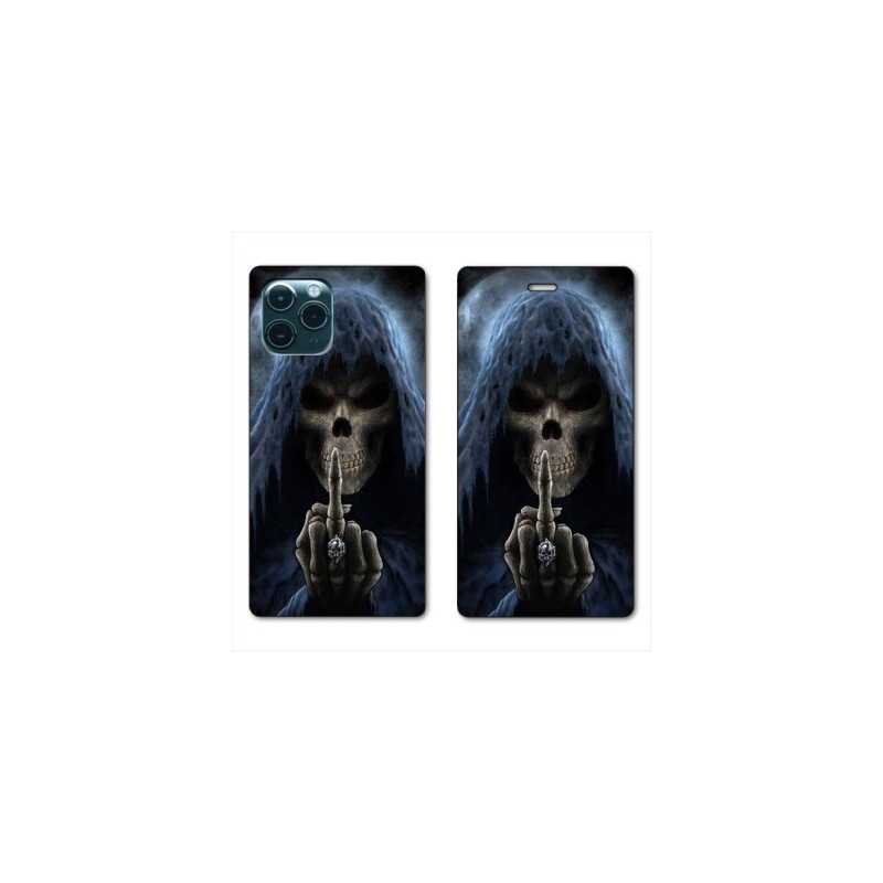RV Housse cuir portefeuille pour Samsung Galaxy S20 tete de mort Doigt