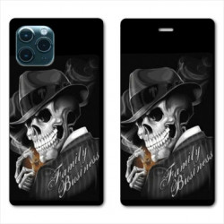 RV Housse cuir portefeuille pour Samsung Galaxy S20 tete de mort family business