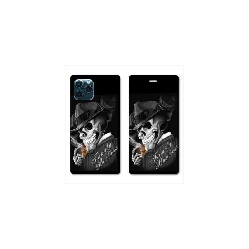 RV Housse cuir portefeuille pour Samsung Galaxy S20 tete de mort family business