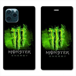 RV Housse cuir portefeuille pour Samsung Galaxy S20 Monster Energy Vert