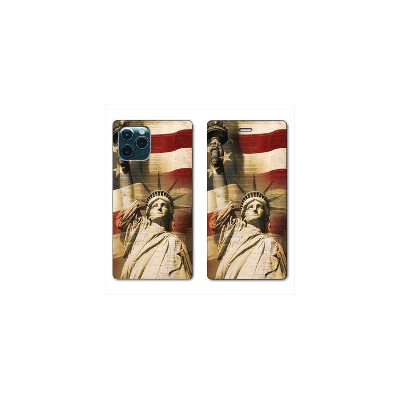 RV Housse cuir portefeuille pour Samsung Galaxy S20 Ultra Amerique USA Statue liberté